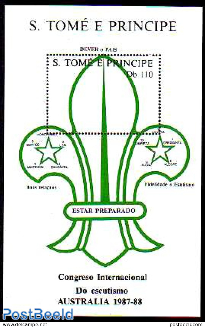 Sao Tome/Principe 1988 World Jamboree S/s, Mint NH, Sport - Scouting - Sao Tomé Y Príncipe