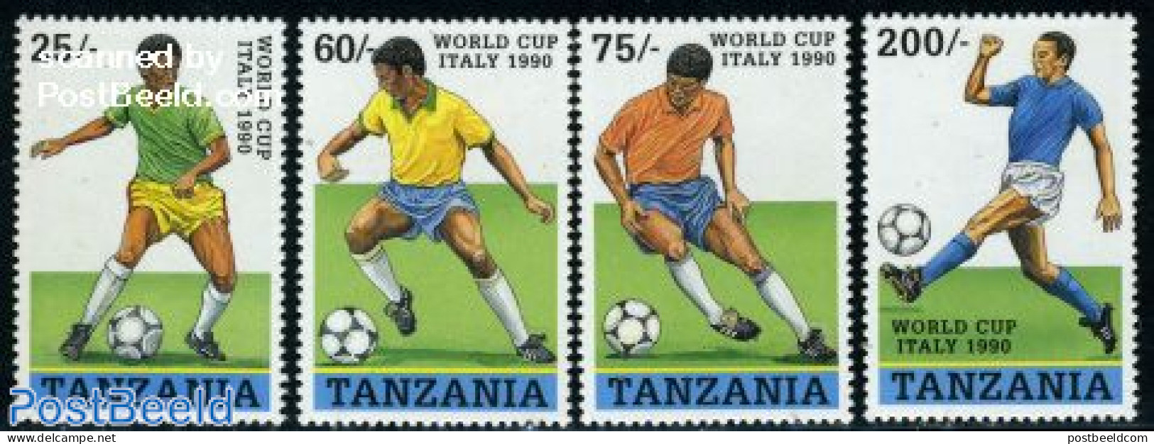 Tanzania 1990 World Cup Football 4v, Mint NH, Sport - Football - Tansania (1964-...)