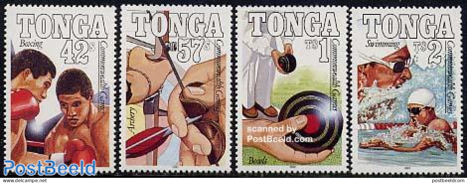 Tonga 1990 Commonwealth Games 4v, Mint NH, Sport - Boxing - Shooting Sports - Sport (other And Mixed) - Swimming - Boxen