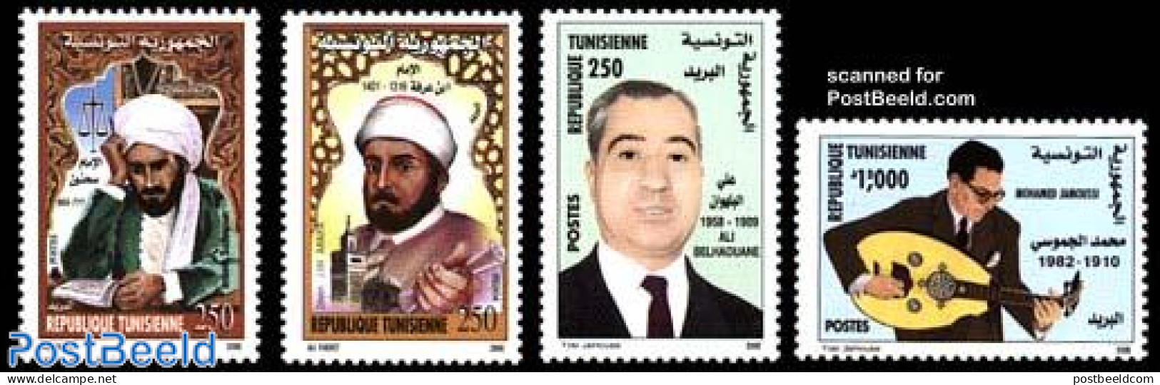 Tunisia 2000 Famous Persons 4v, Mint NH, History - Performance Art - Politicians - Music - Muziek