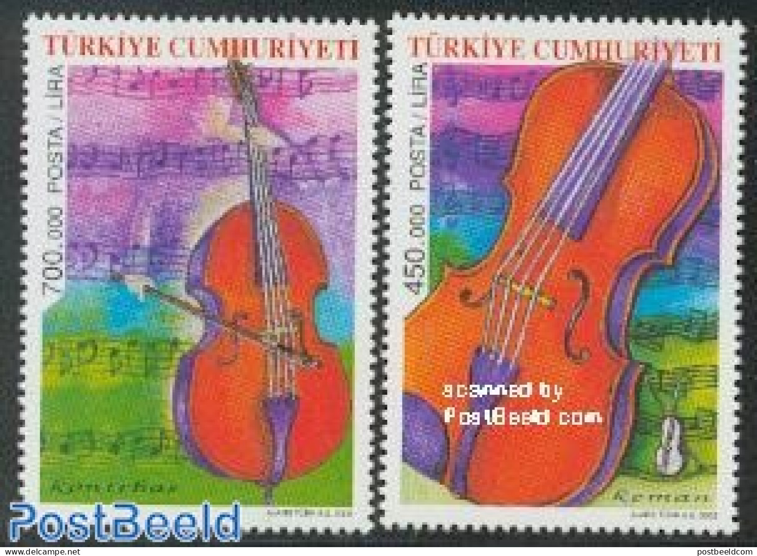 Türkiye 2002 Violin 2v, Mint NH, Performance Art - Music - Musical Instruments - Andere & Zonder Classificatie