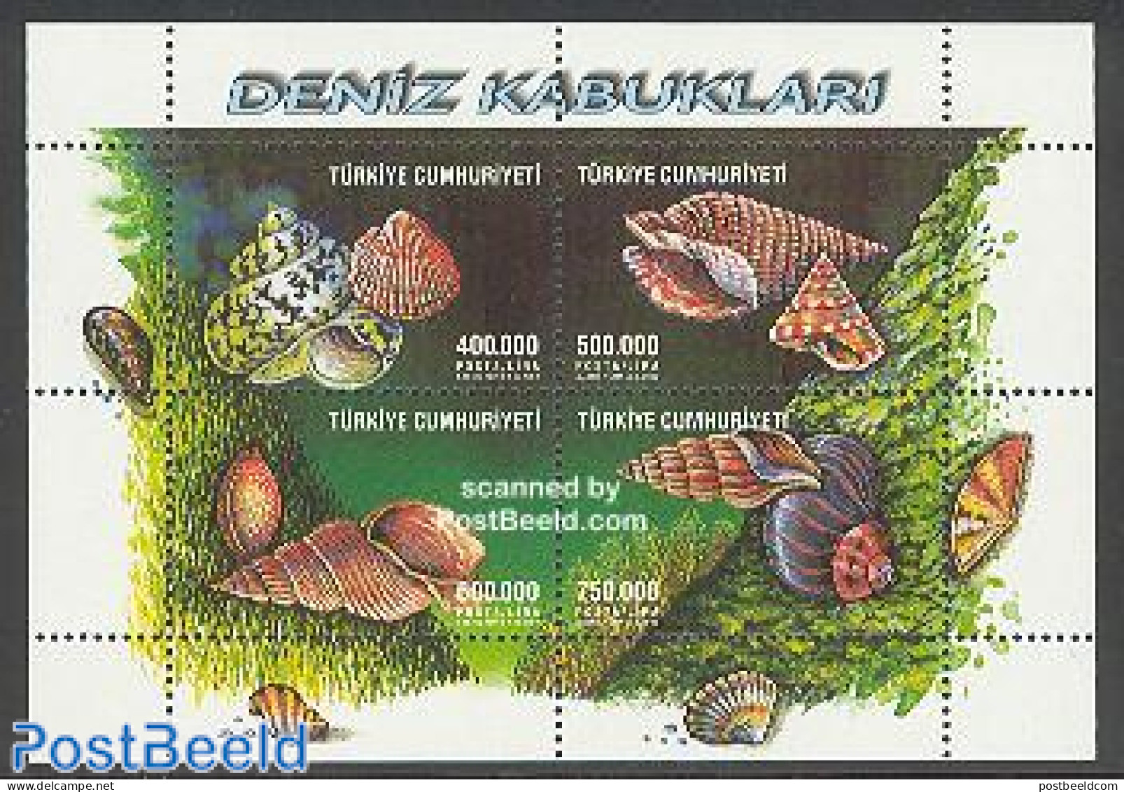Türkiye 2002 Shells 4v M/s, Mint NH, Nature - Shells & Crustaceans - Otros & Sin Clasificación
