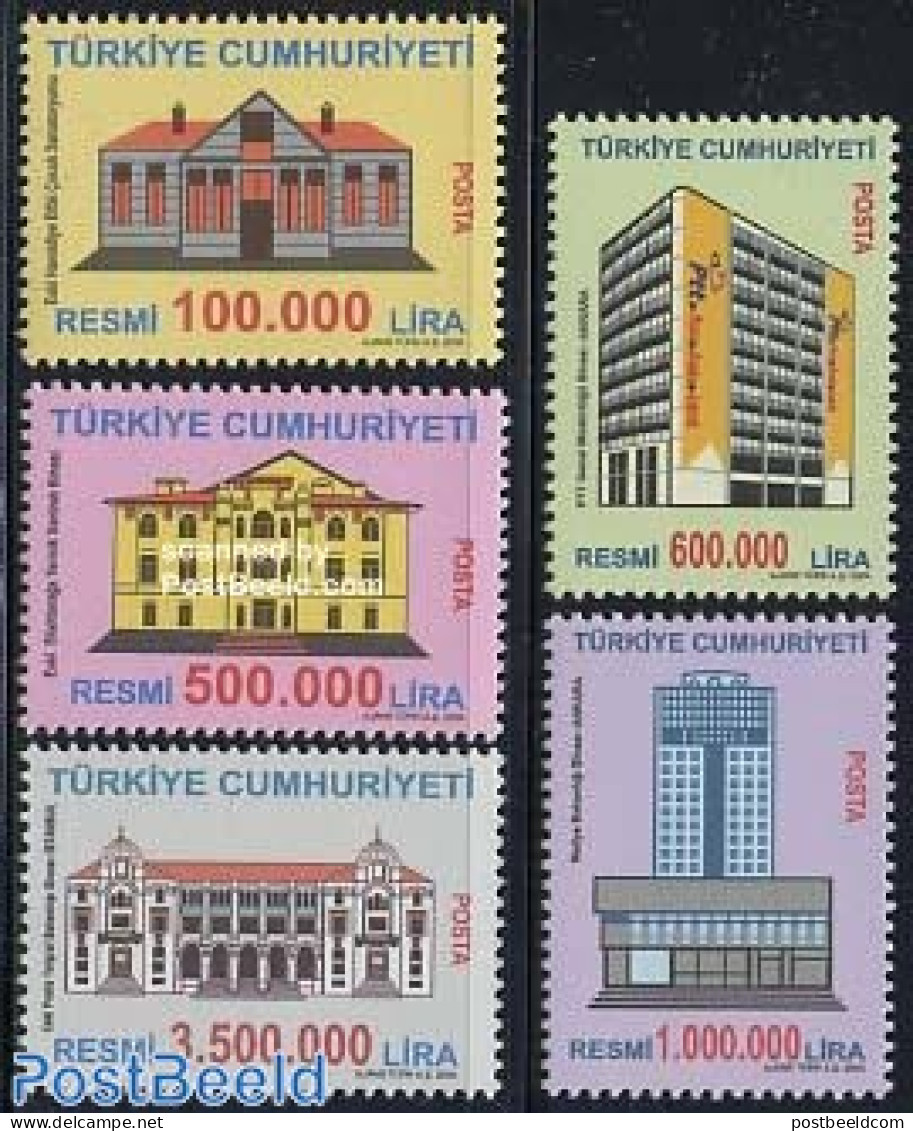 Türkiye 2004 On Service, Buildings 5v, Mint NH, Art - Architecture - Other & Unclassified