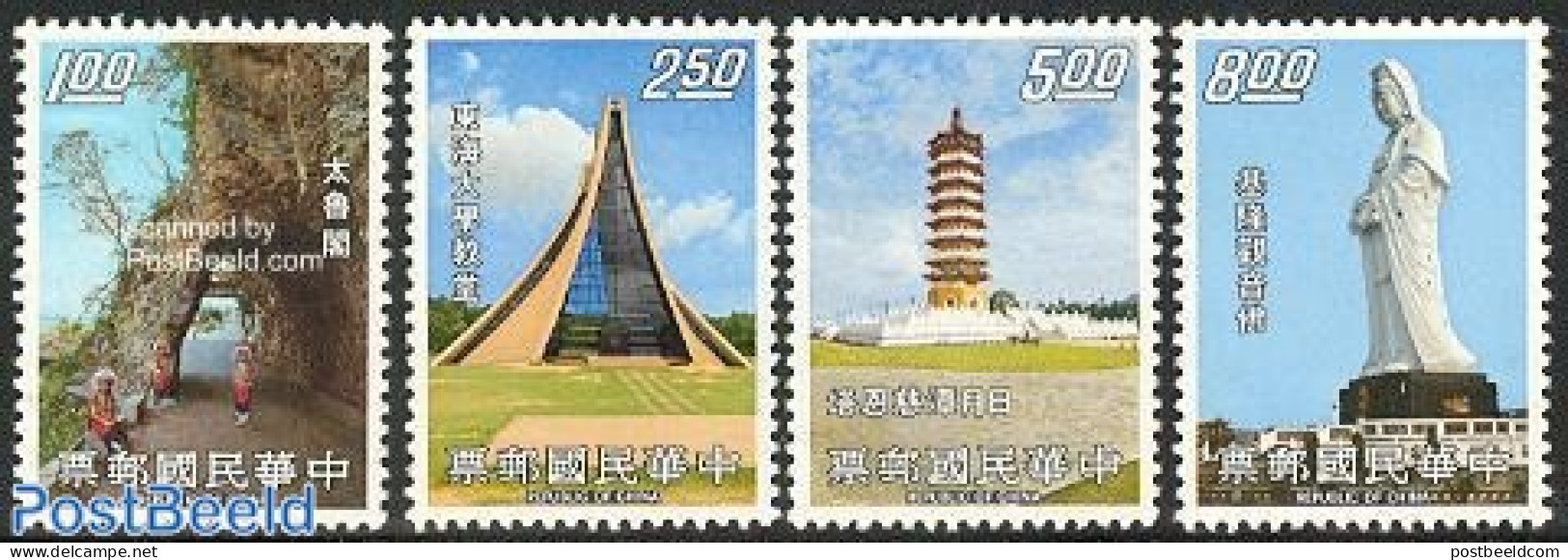 Taiwan 1974 Tourism 4v, Mint NH, Religion - Various - Churches, Temples, Mosques, Synagogues - Tourism - Art - Modern .. - Iglesias Y Catedrales