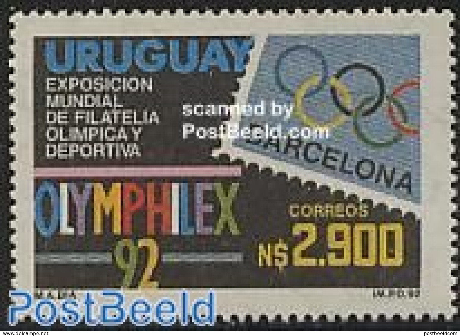 Uruguay 1992 Olymphilex 1v, Mint NH, Sport - Olympic Games - Stamps On Stamps - Briefmarken Auf Briefmarken