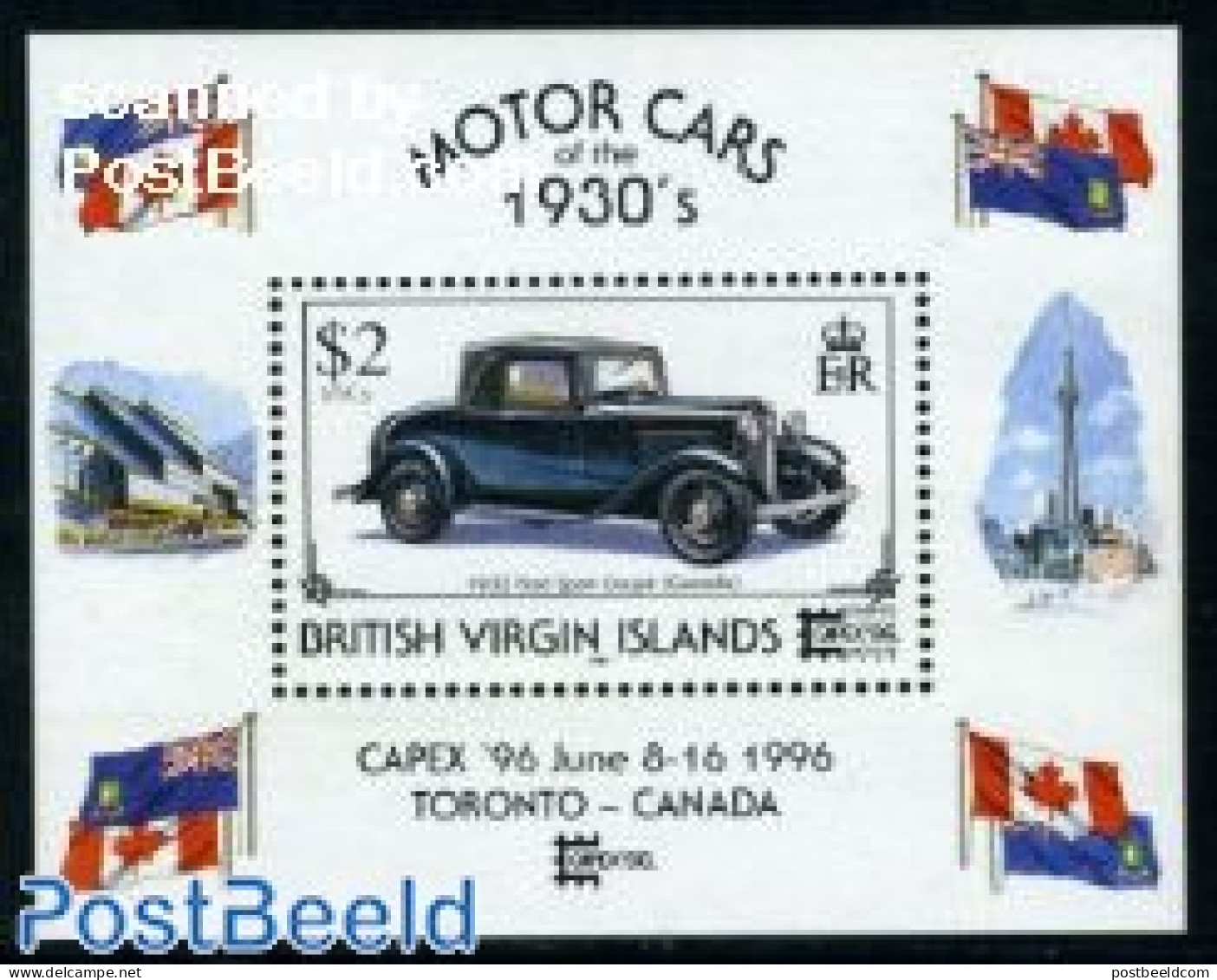 Virgin Islands 1996 CAPEX, Automobile S/s, Mint NH, Transport - Automobiles - Cars