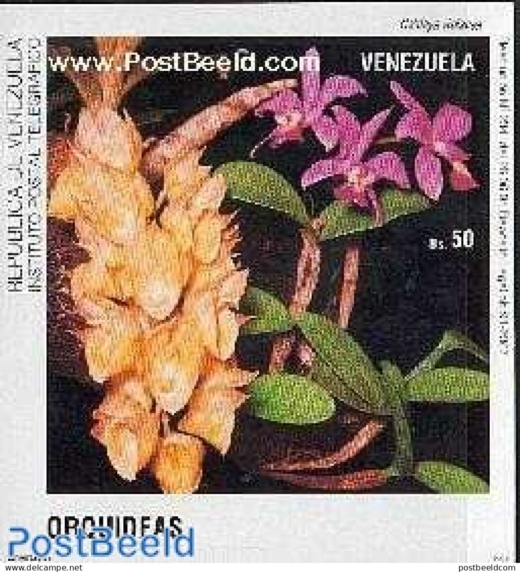 Venezuela 1991 Orchids Imperforeated S/s, Mint NH, Nature - Flowers & Plants - Orchids - Venezuela