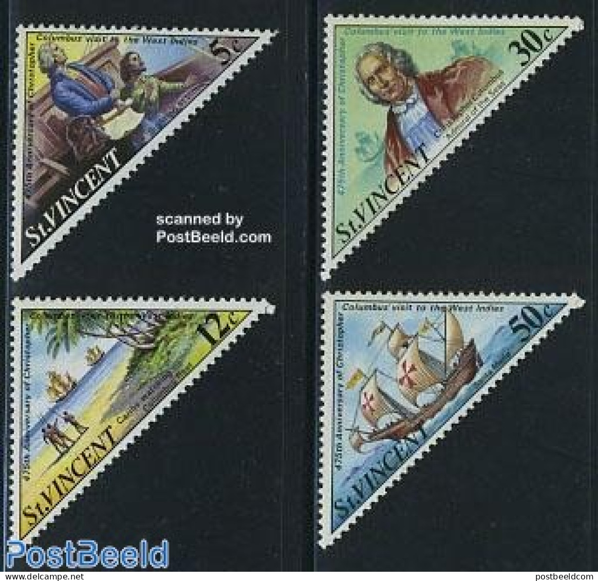 Saint Vincent 1973 Columbus 4v, Mint NH, History - Transport - Explorers - Ships And Boats - Explorers