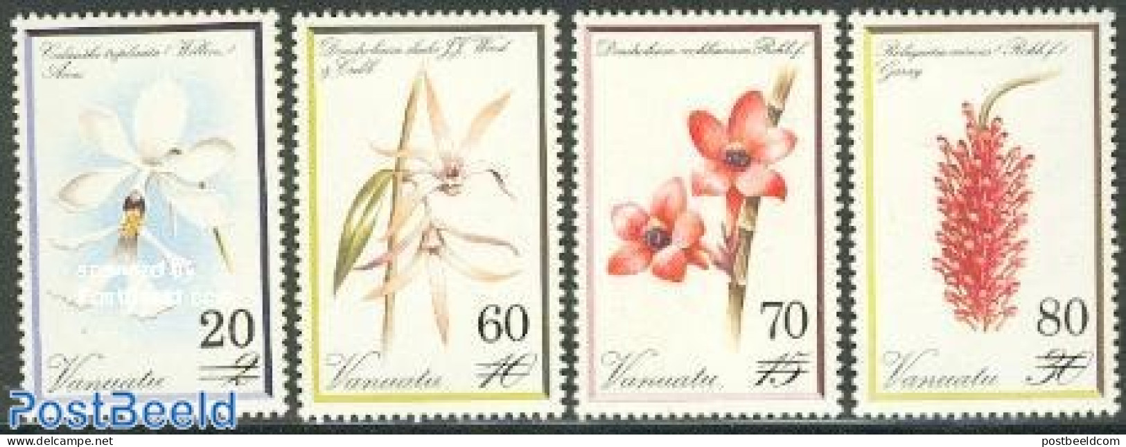 Vanuatu 1991 Orchids, Overprints 4v, Mint NH, Nature - Flowers & Plants - Orchids - Vanuatu (1980-...)
