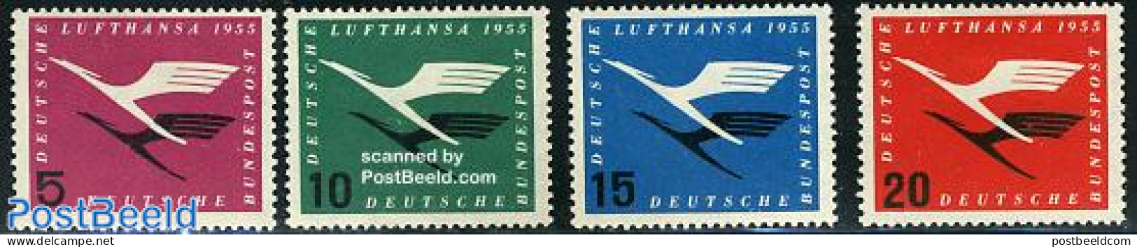 Germany, Federal Republic 1955 Lufthansa 4v, Unused (hinged), Transport - Aircraft & Aviation - Unused Stamps