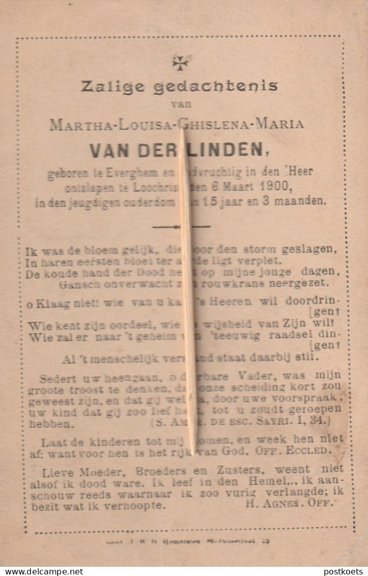 Evergem, Lochristi, 1900, Martha Van Der Linden, - Images Religieuses