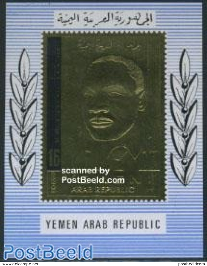 Yemen, Arab Republic 1968 M.L. King S/s, Gold, Mint NH, History - Religion - Nobel Prize Winners - Religion - Nobelprijs