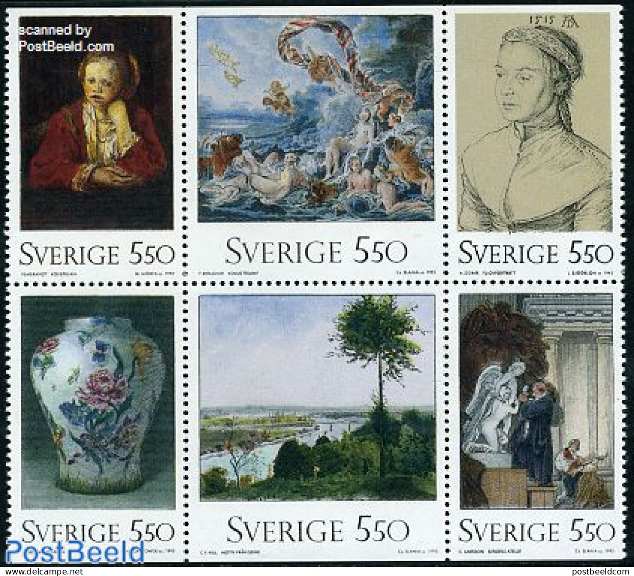 Sweden 1992 National Museum 6v [++], Mint NH, Art - Ceramics - Museums - Paintings - Ongebruikt