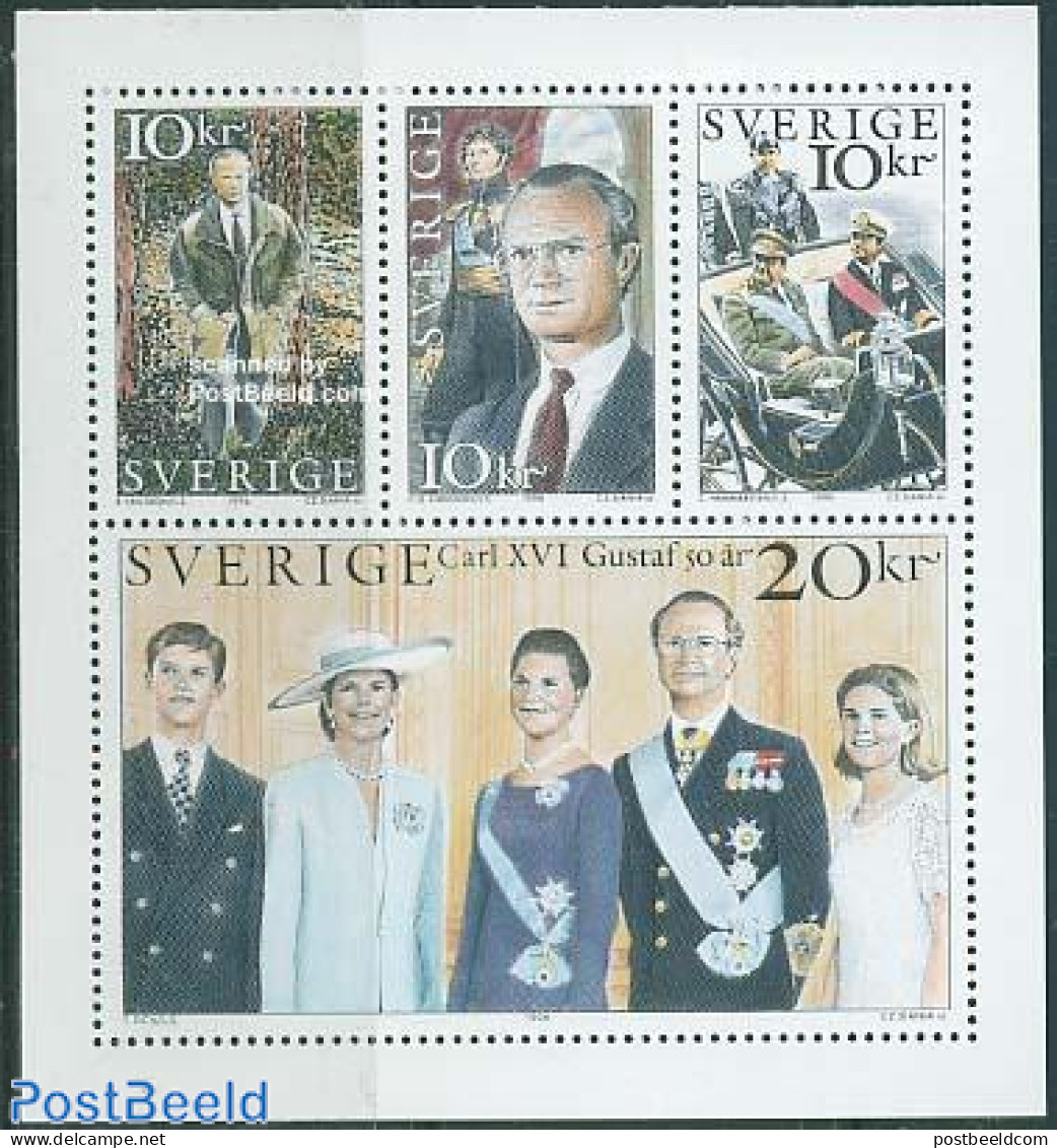 Sweden 1996 King 50th Anniversary 4v M/s, Mint NH, History - Kings & Queens (Royalty) - Ungebraucht