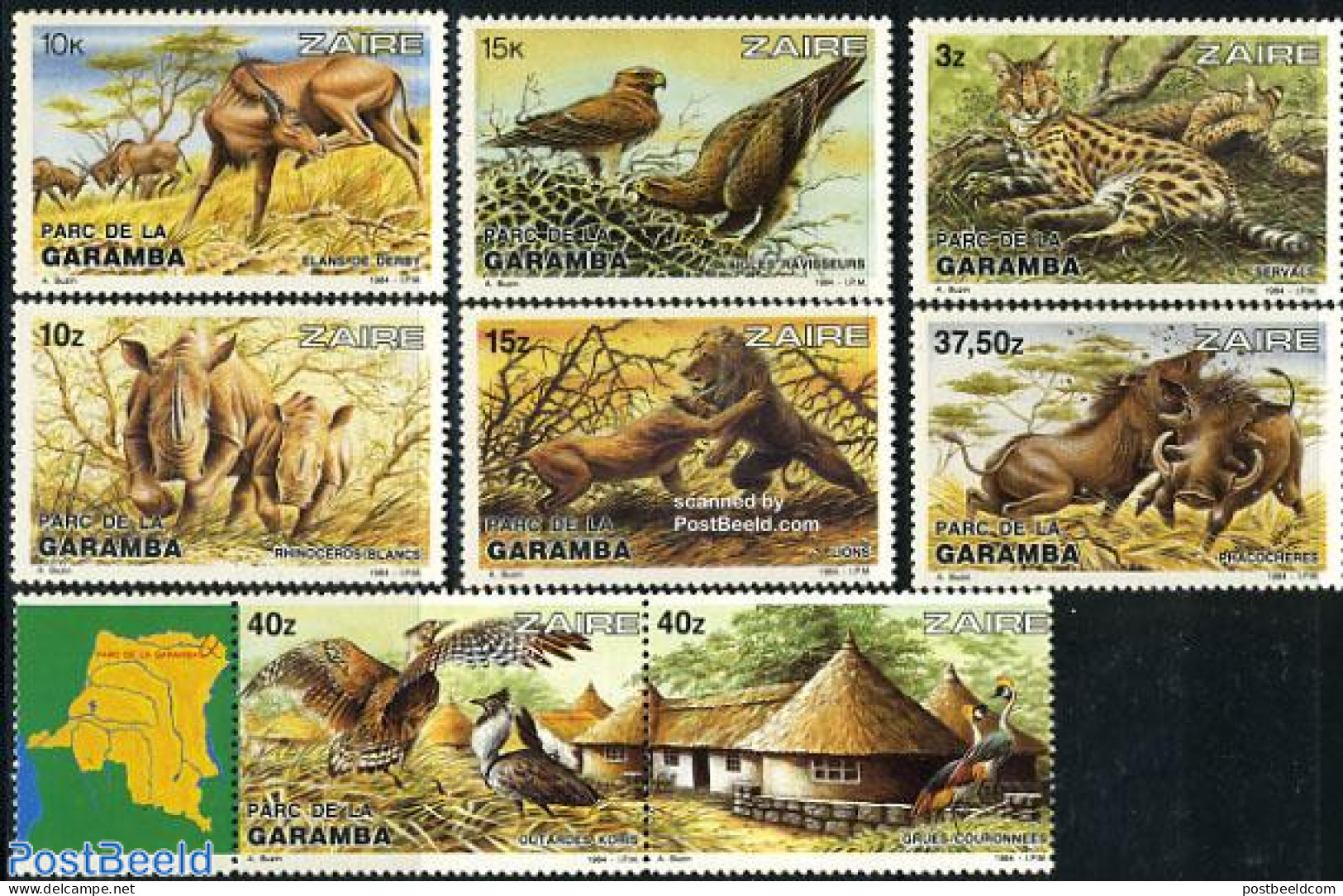Congo Dem. Republic, (zaire) 1984 Garamba Park 8v, Mint NH, Nature - Animals (others & Mixed) - Birds - Birds Of Prey .. - Natura