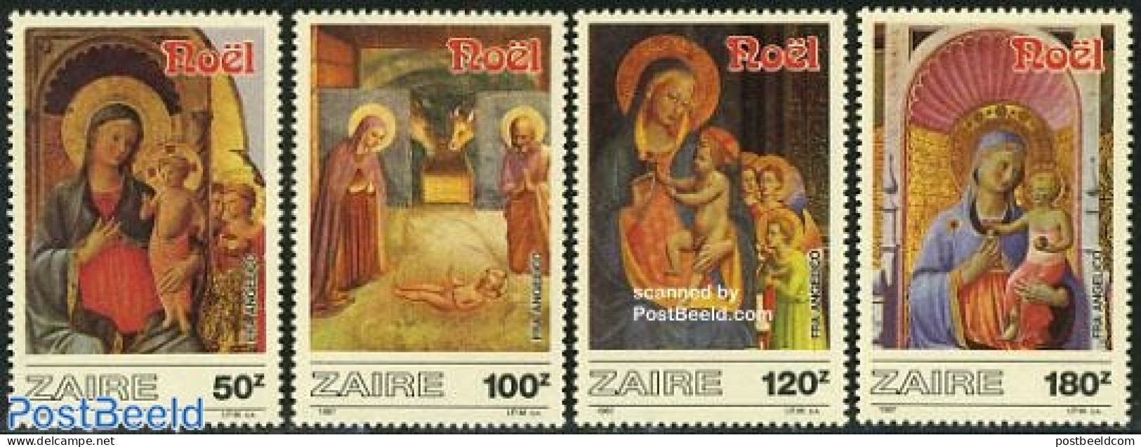 Congo Dem. Republic, (zaire) 1987 Christmas 4v, Mint NH, Religion - Christmas - Art - Paintings - Kerstmis