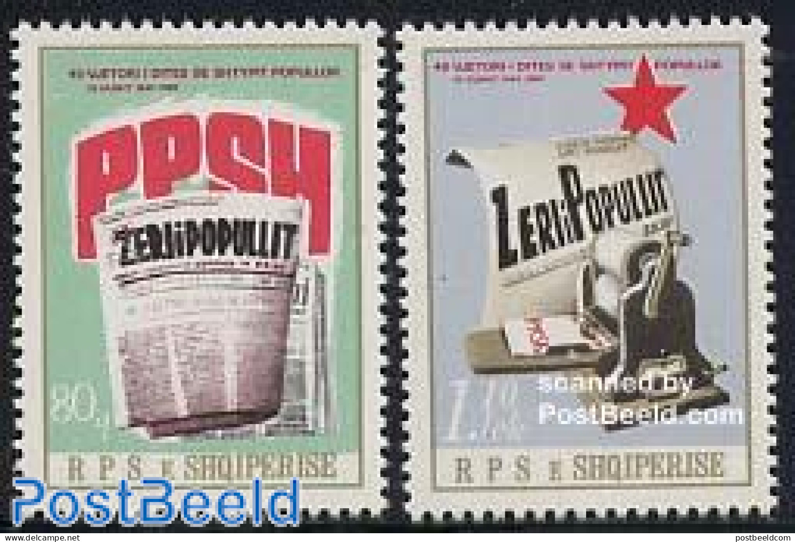 Albania 1982 Zeri I Popullit 2v, Mint NH, History - Newspapers & Journalism - Albanie