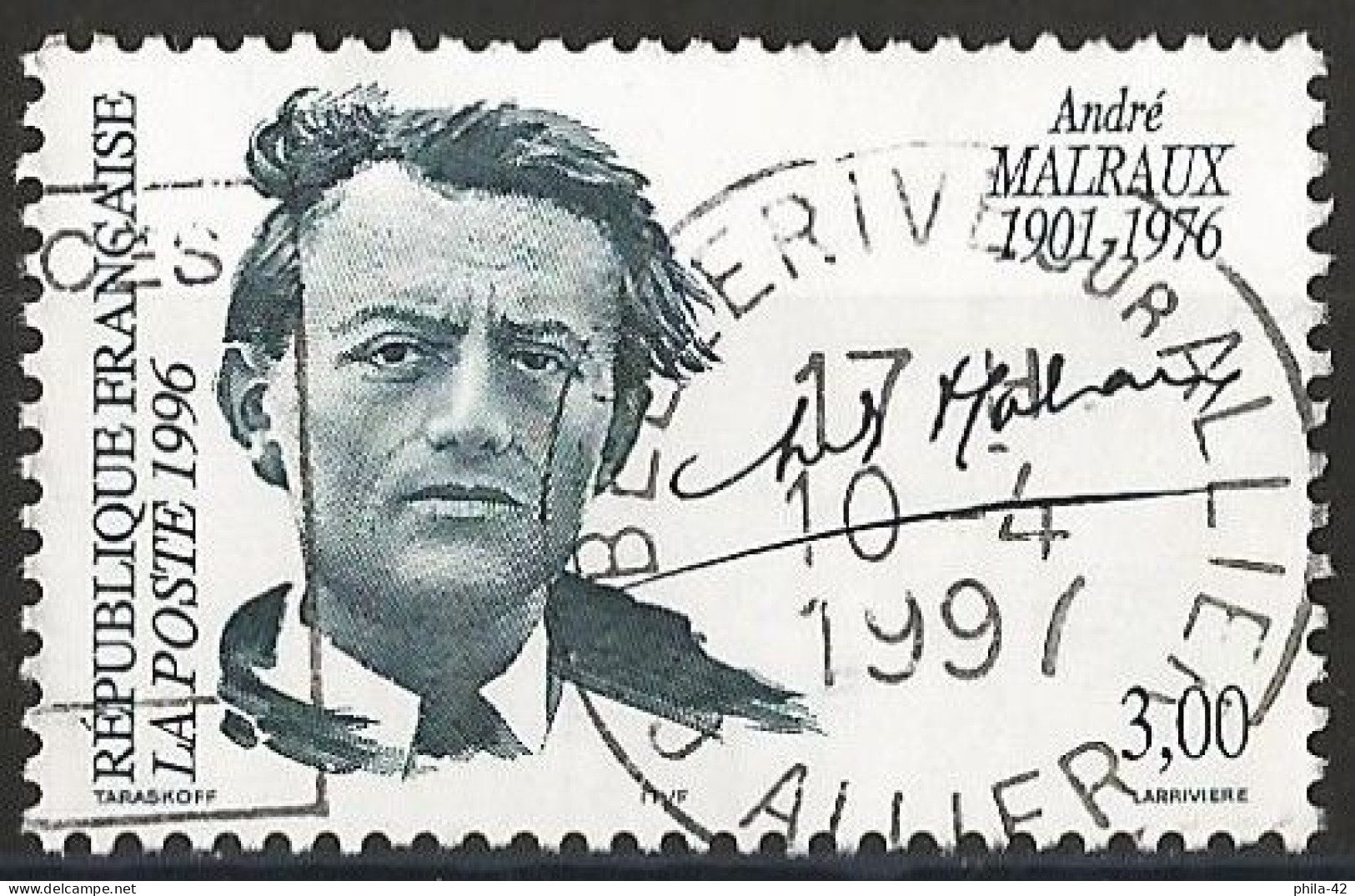 France 1996 - Mi 3182 - YT 3038 ( André Malraux, Writter & Politician ) - Usados