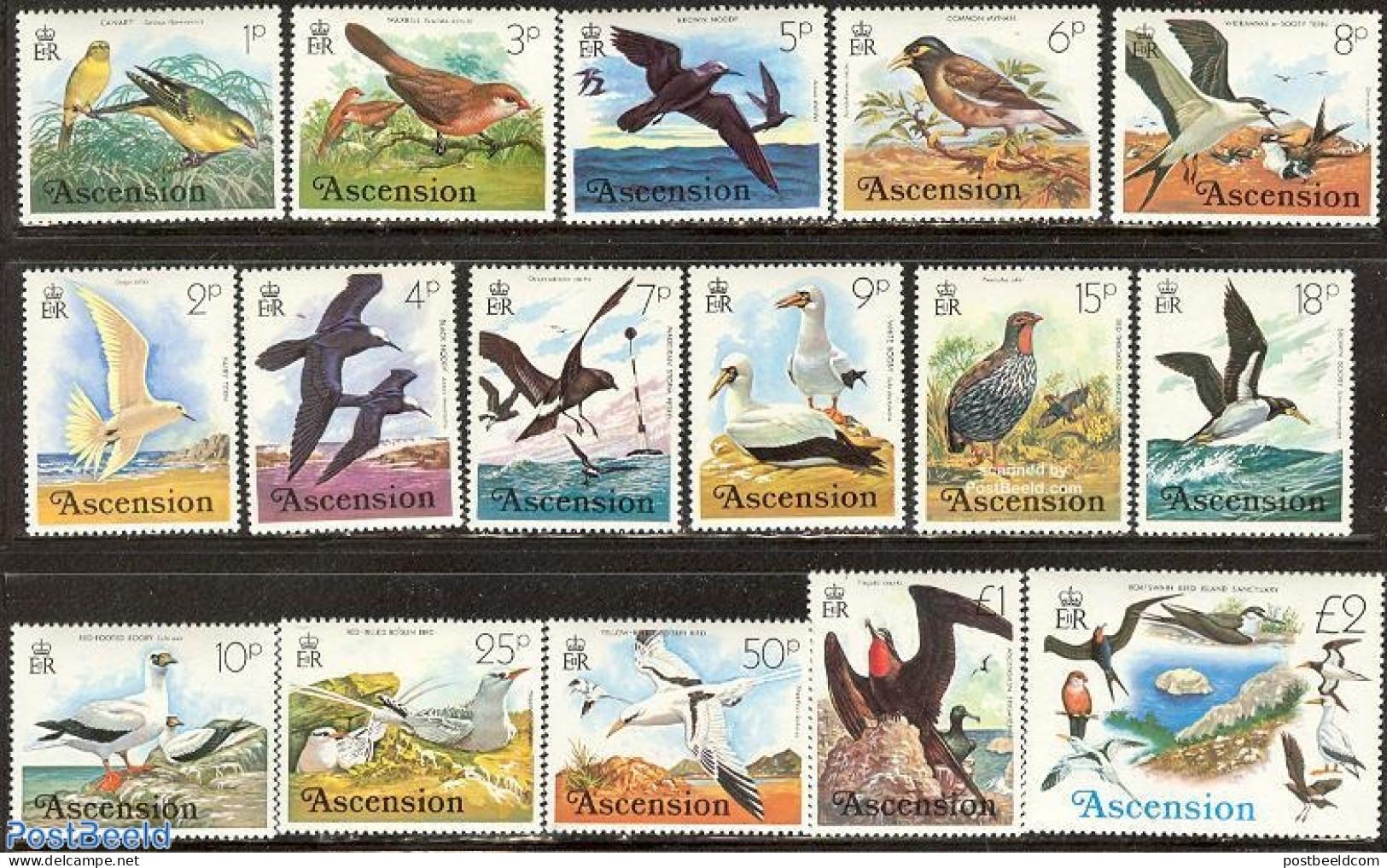 Ascension 1976 Definitives, Birds 16v, Mint NH, Nature - Birds - Ascension