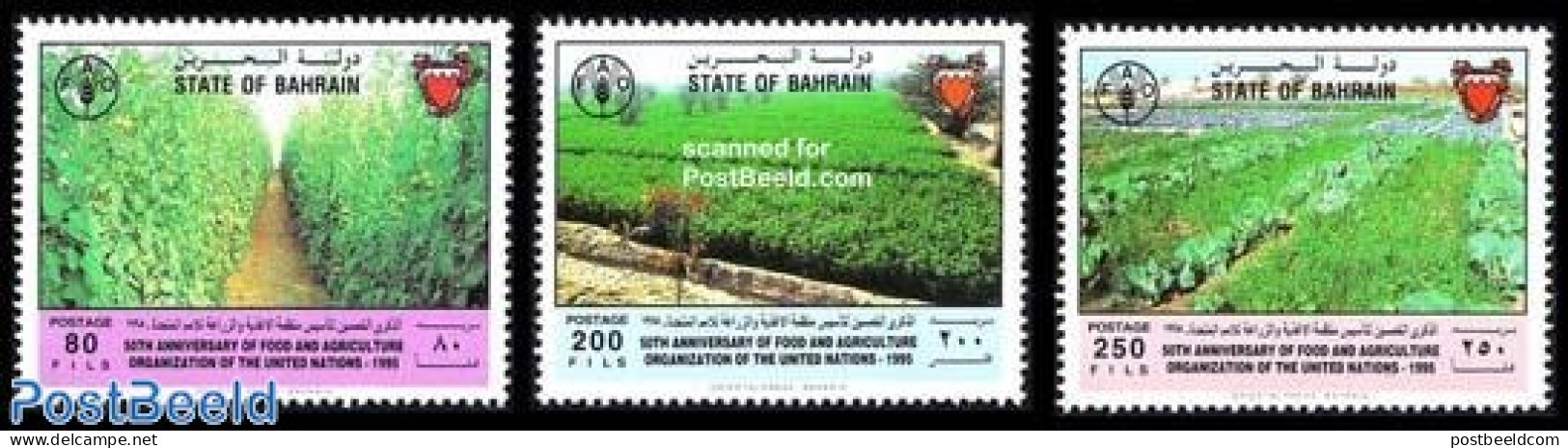 Bahrain 1995 F.A.O. 3v, Mint NH, Health - Various - Food & Drink - Agriculture - Ernährung