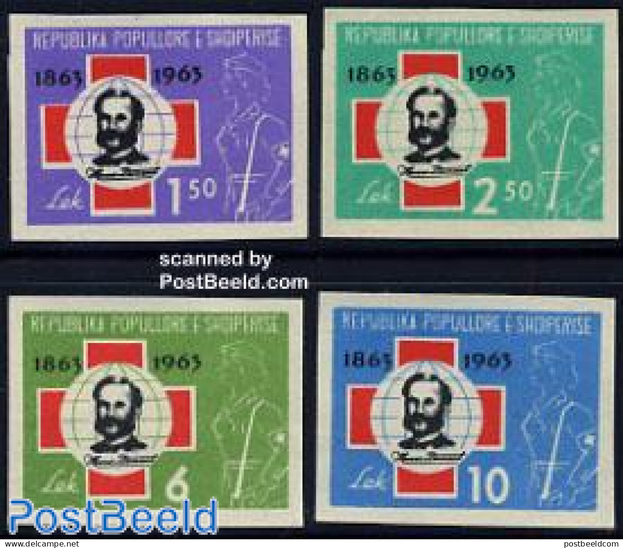 Albania 1963 Red Cross Centenary 4v Imperforated, Mint NH, Health - Red Cross - Rode Kruis