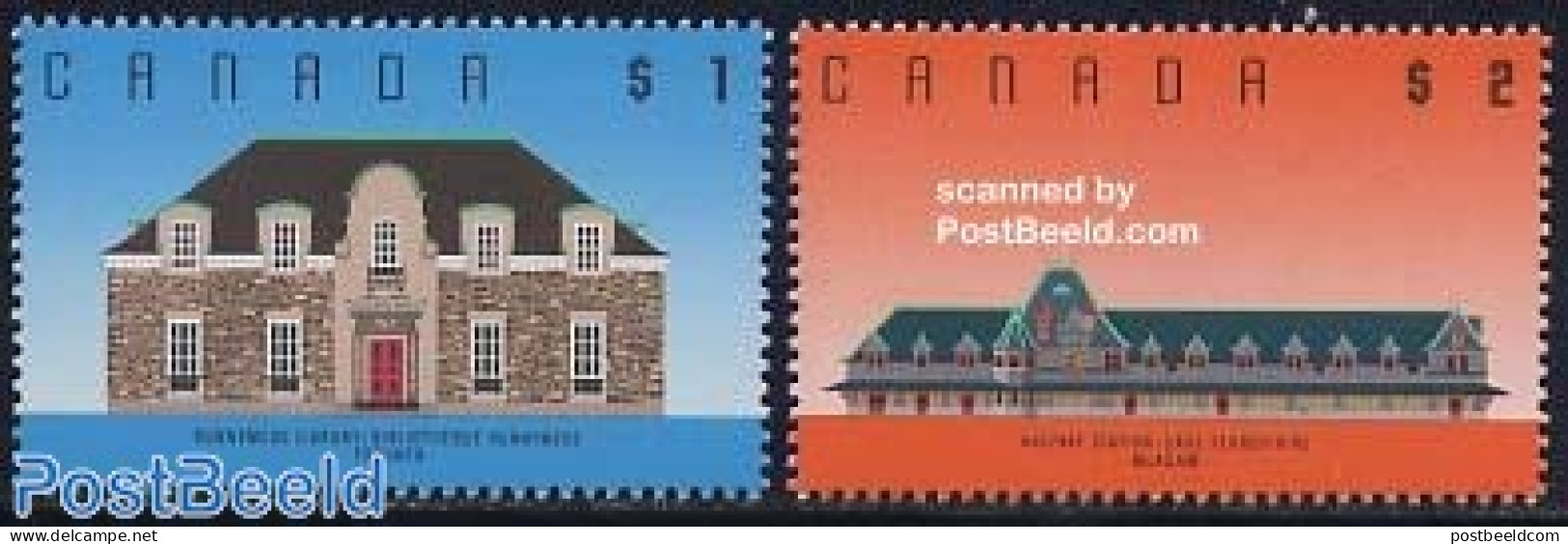 Canada 1989 Architecture 2v, Mint NH, Transport - Railways - Art - Architecture - Libraries - Nuevos