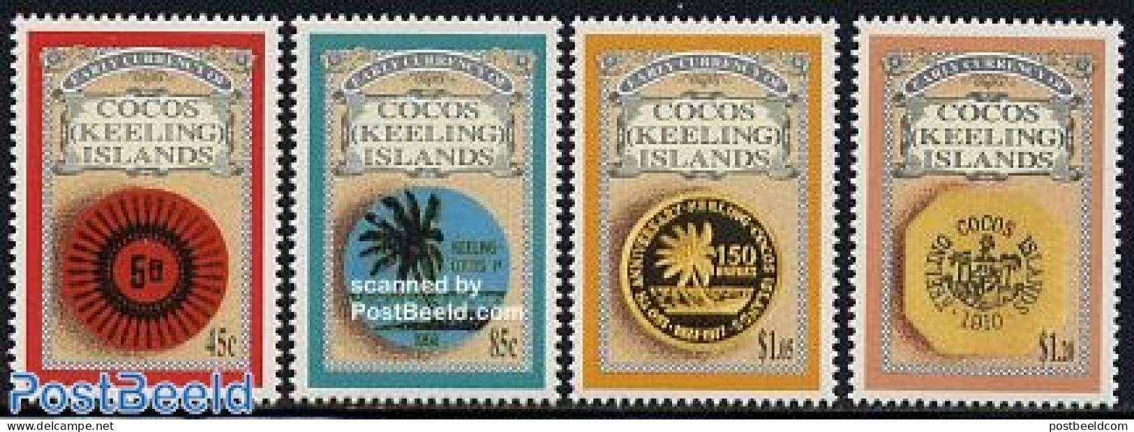Cocos Islands 1993 Coins 4v, Mint NH, Various - Money On Stamps - Monedas