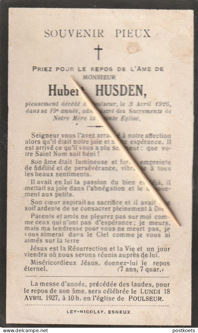 Poulseur, 1926, Hubert Husden, - Imágenes Religiosas