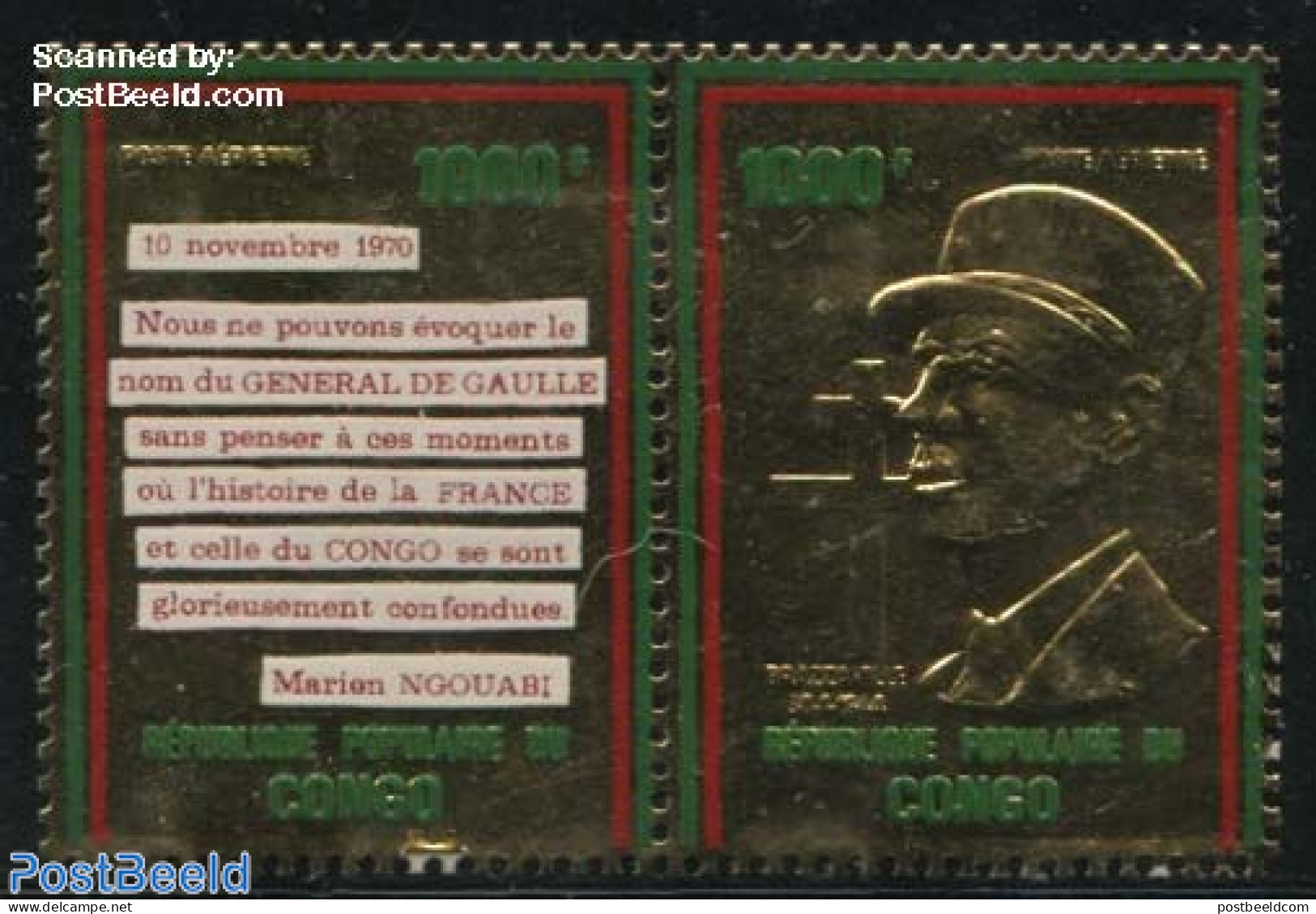 Congo Republic 1971 Charles De Gaulle 2v Gold [:], Mint NH, History - Politicians - Andere & Zonder Classificatie