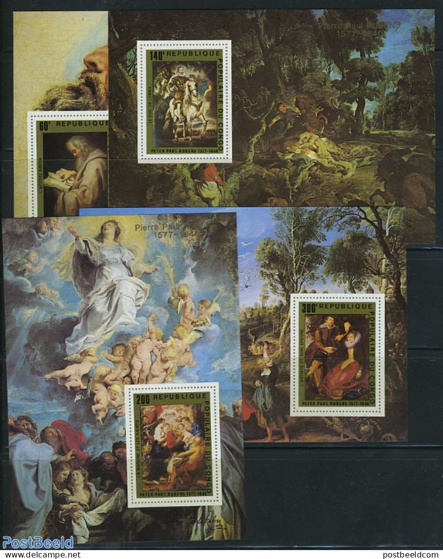 Congo Republic 1978 P.P. Rubens 4 S/s, Mint NH, Nature - Horses - Art - Paintings - Rubens - Otros & Sin Clasificación