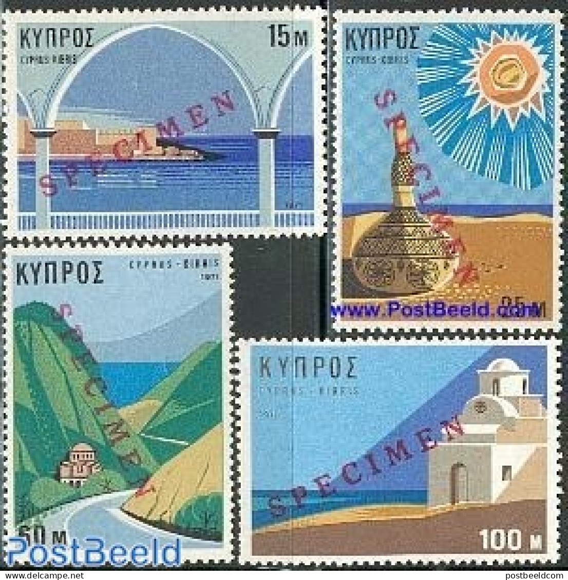 Cyprus 1971 Tourism 4v, SPECIMEN, Mint NH, Various - Special Items - Tourism - Nuevos