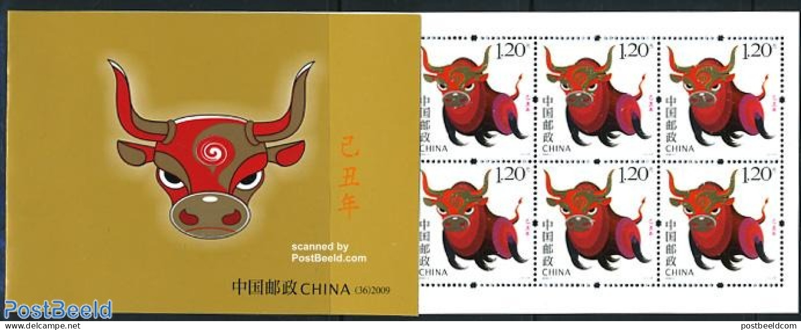 China People’s Republic 2009 Year Of The Ox Booklet, Mint NH, Nature - Various - Cattle - Stamp Booklets - New Year - Nuovi