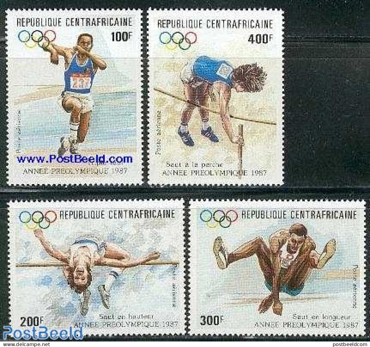 Central Africa 1987 Pre Olympic Year 4v, Mint NH, Sport - Athletics - Olympic Games - Athlétisme