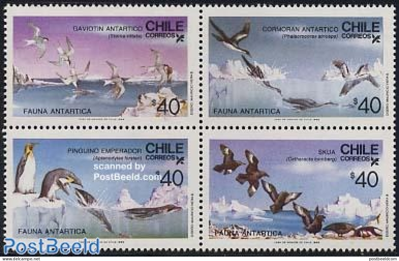 Chile 1986 Antarctic Birds 4v [+], Mint NH, Nature - Science - Birds - Penguins - The Arctic & Antarctica - Chile