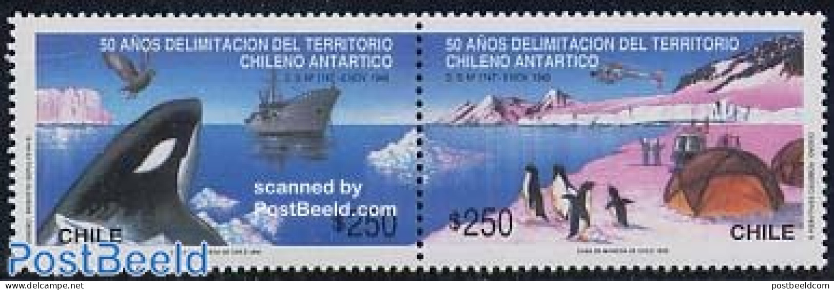 Chile 1990 Antarctica 2v [:], Mint NH, Nature - Science - Transport - Birds - Penguins - Sea Mammals - The Arctic & An.. - Hubschrauber