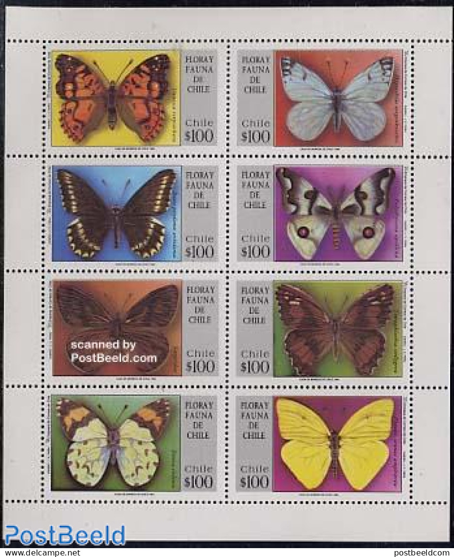 Chile 1994 Butterflies 8v M/s, Mint NH, Nature - Butterflies - Cile