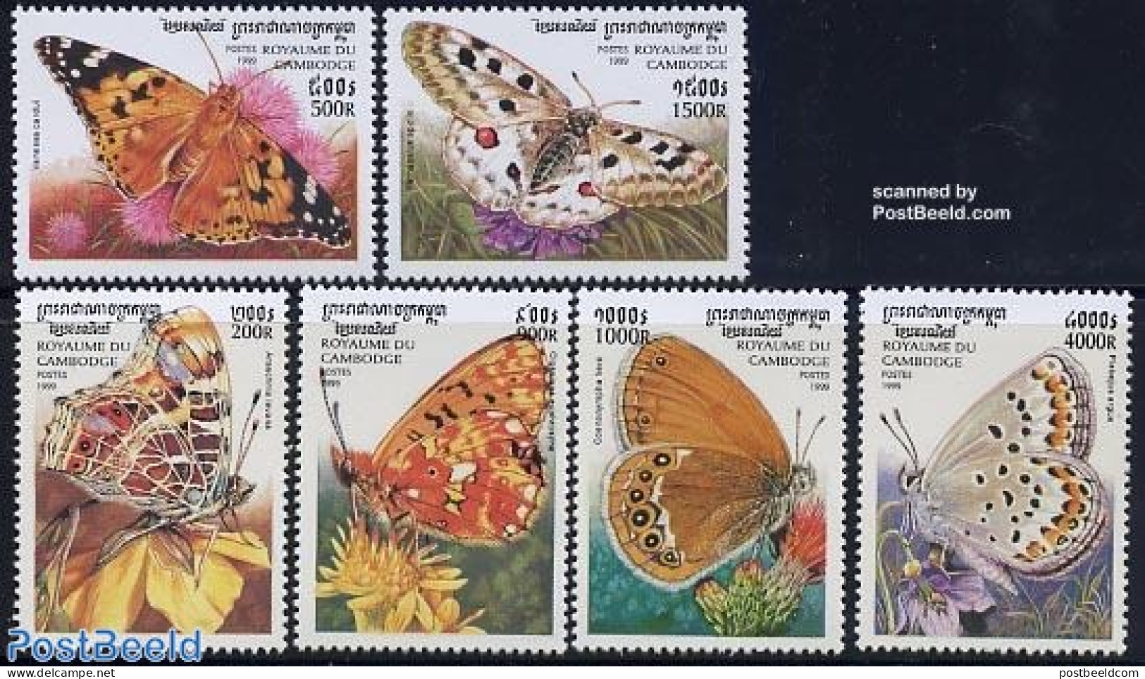 Cambodia 1999 Butterflies 6v, Mint NH, Nature - Butterflies - Cambodia