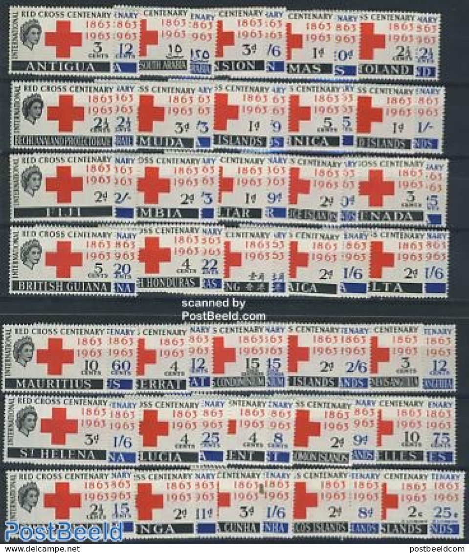 British Commonwealth Omnibus Sets 1963 Red Cross Centenary Commonwealth Set 70v, Mint NH, Health - Red Cross - Rode Kruis