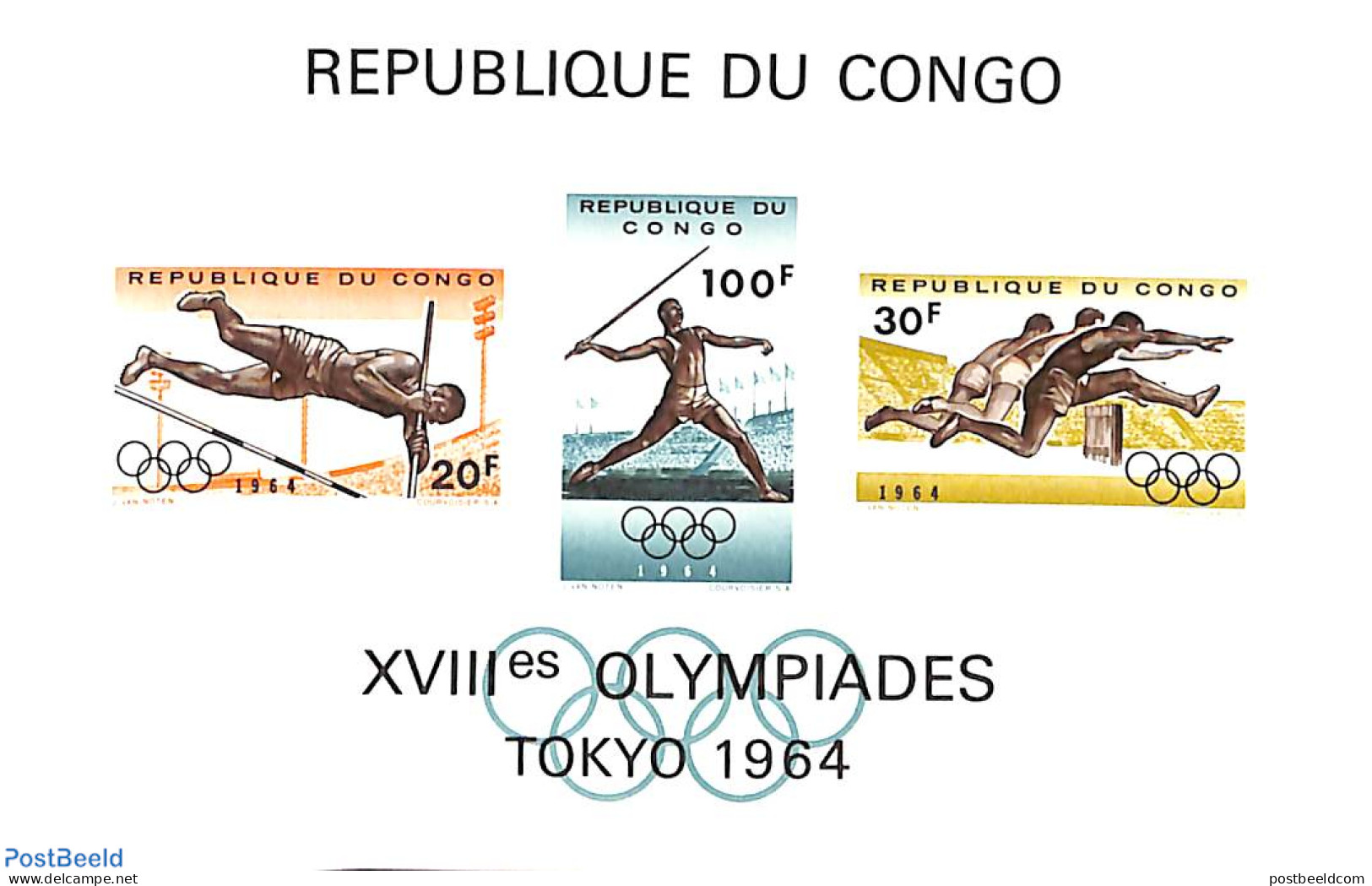 Congo (Kinshasa) 1964 Olympic Games Tokyo S/s, Mint NH, Sport - Athletics - Olympic Games - Athlétisme