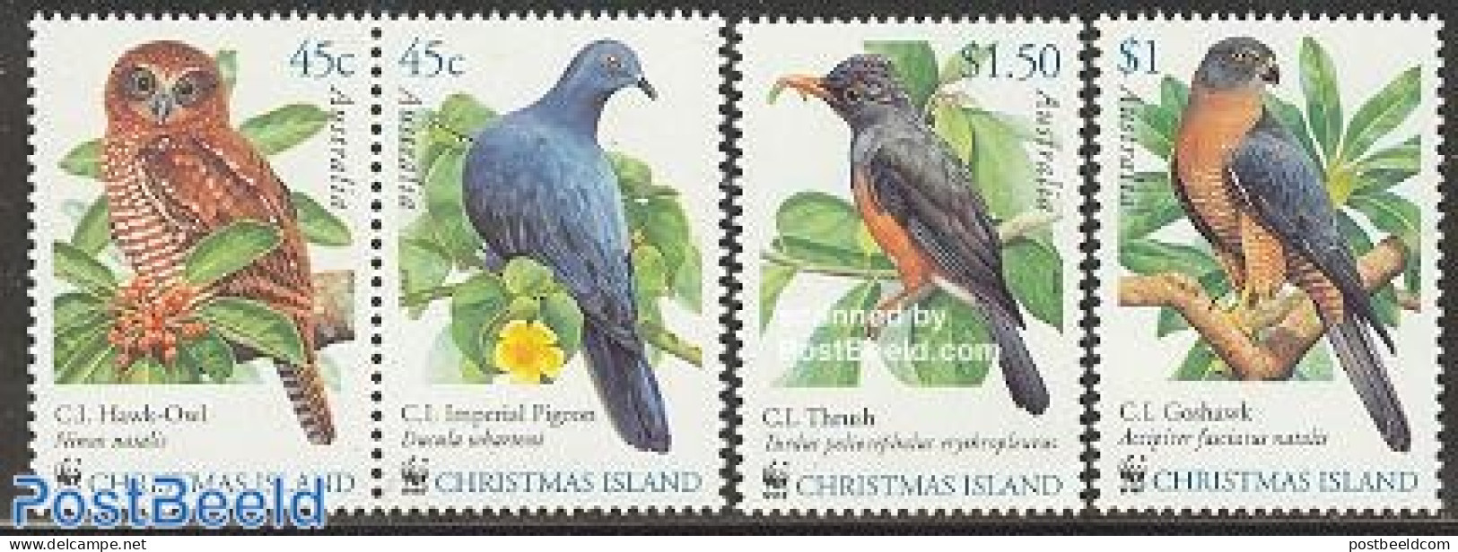 Christmas Islands 2002 WWF, Birds 4v, Mint NH, Nature - Birds - Owls - World Wildlife Fund (WWF) - Christmas Island