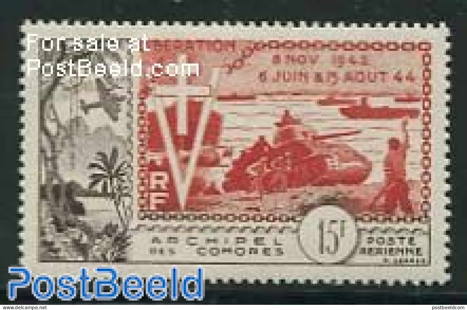 Comoros 1954 Allied Landing 1v, Unused (hinged), History - Militarism - World War II - Militares
