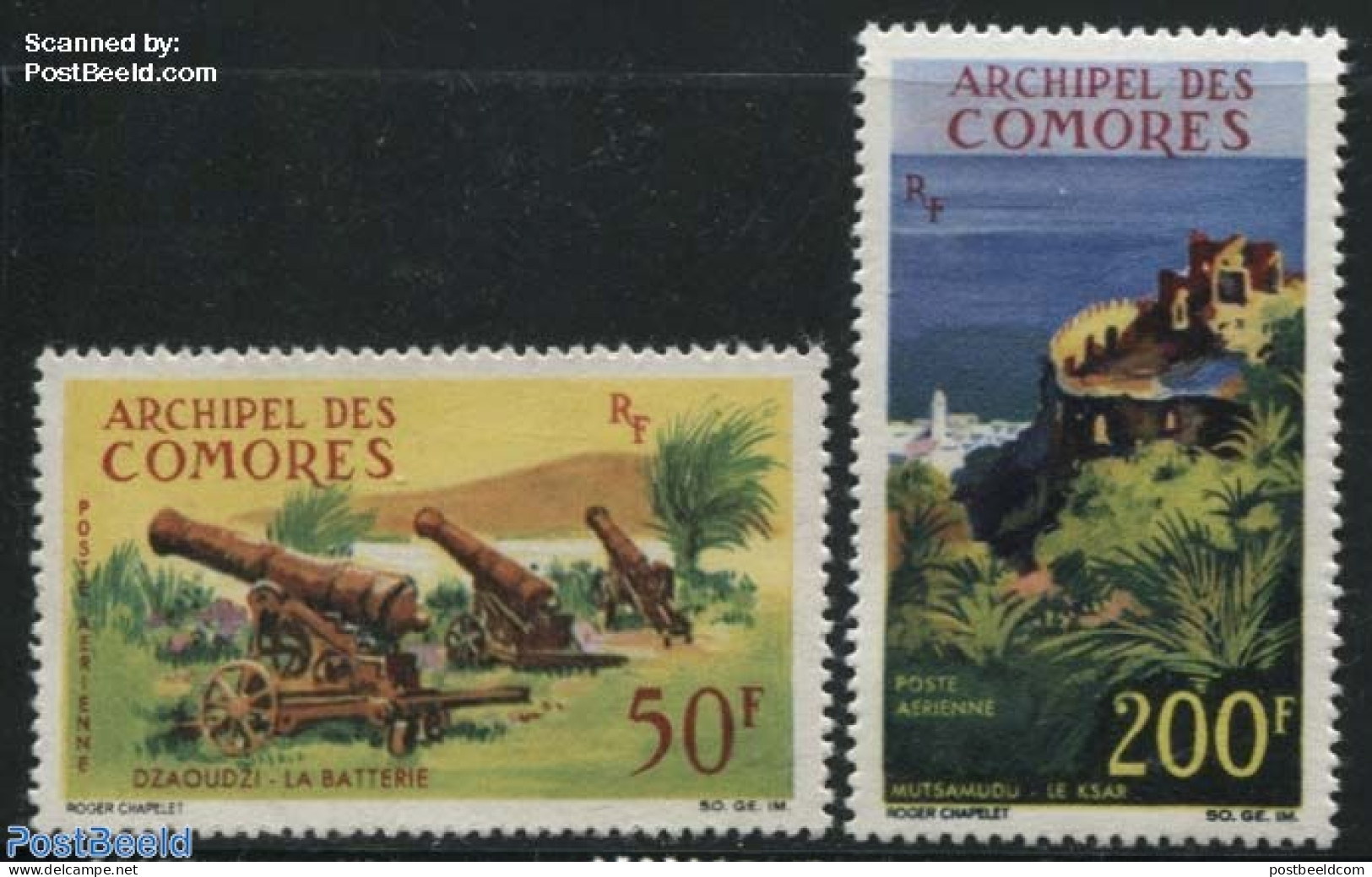 Comoros 1966 Landscapes 2v, Unused (hinged), Various - Weapons - Art - Castles & Fortifications - Zonder Classificatie