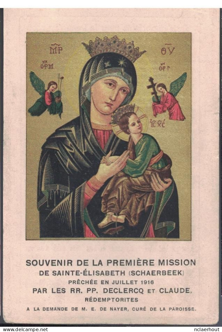 2404-01k Eerwaarde Declercq Et Claude Redemptorites Premiere Mission Schaerbeek Schaarbeek 1916 - Devotion Images