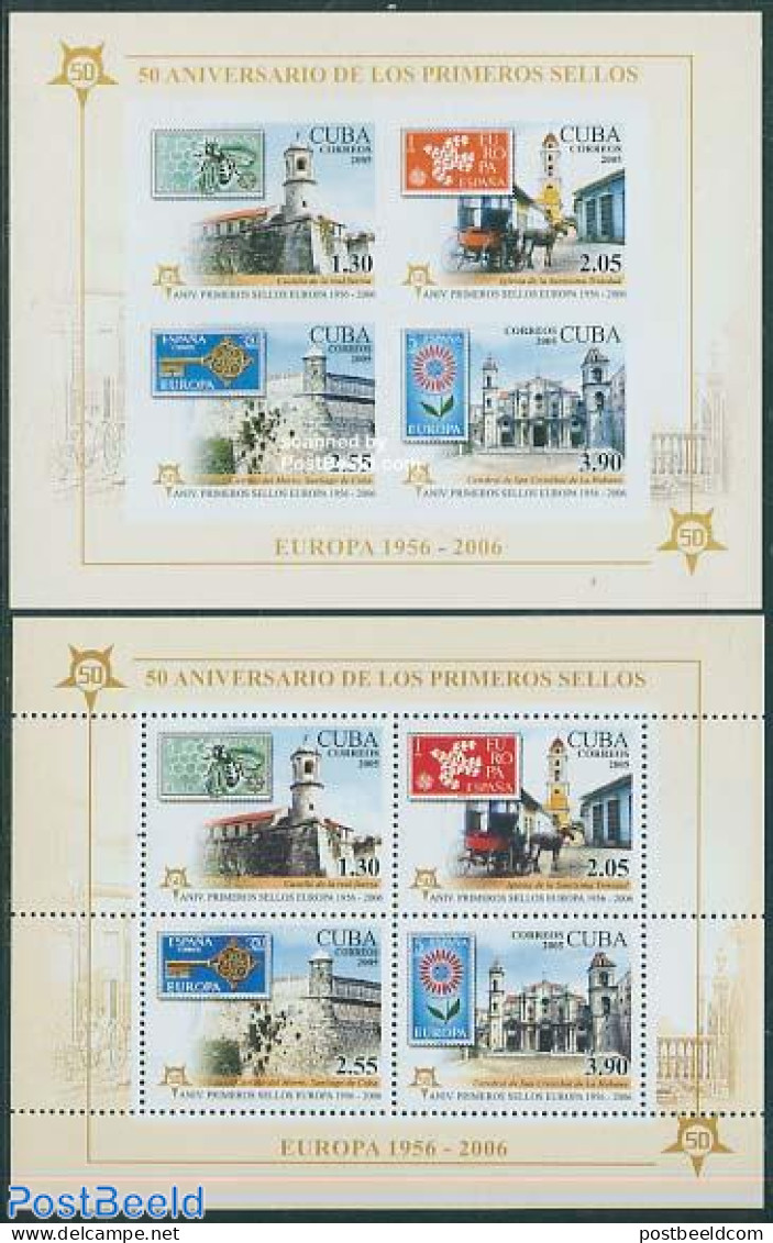 Cuba 2005 50 Years Europa Stamps 2 S/s (perf & Imperf.), Mint NH, History - Nature - Religion - Europa Hang-on Issues .. - Nuovi