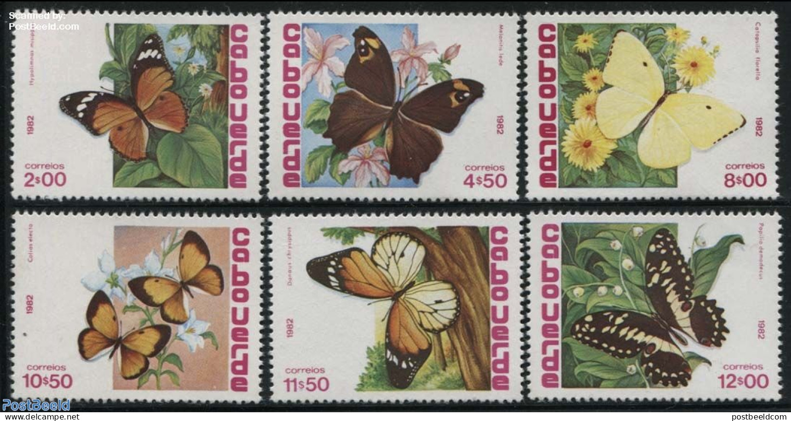 Cape Verde 1982 Butterflies 6v, Mint NH, Nature - Butterflies - Islas De Cabo Verde