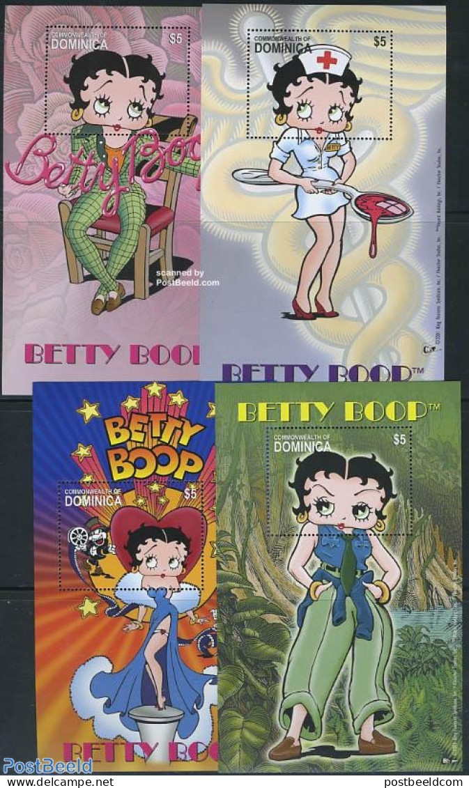 Dominica 2001 Betty Boop 4 S/s, Mint NH - Repubblica Domenicana