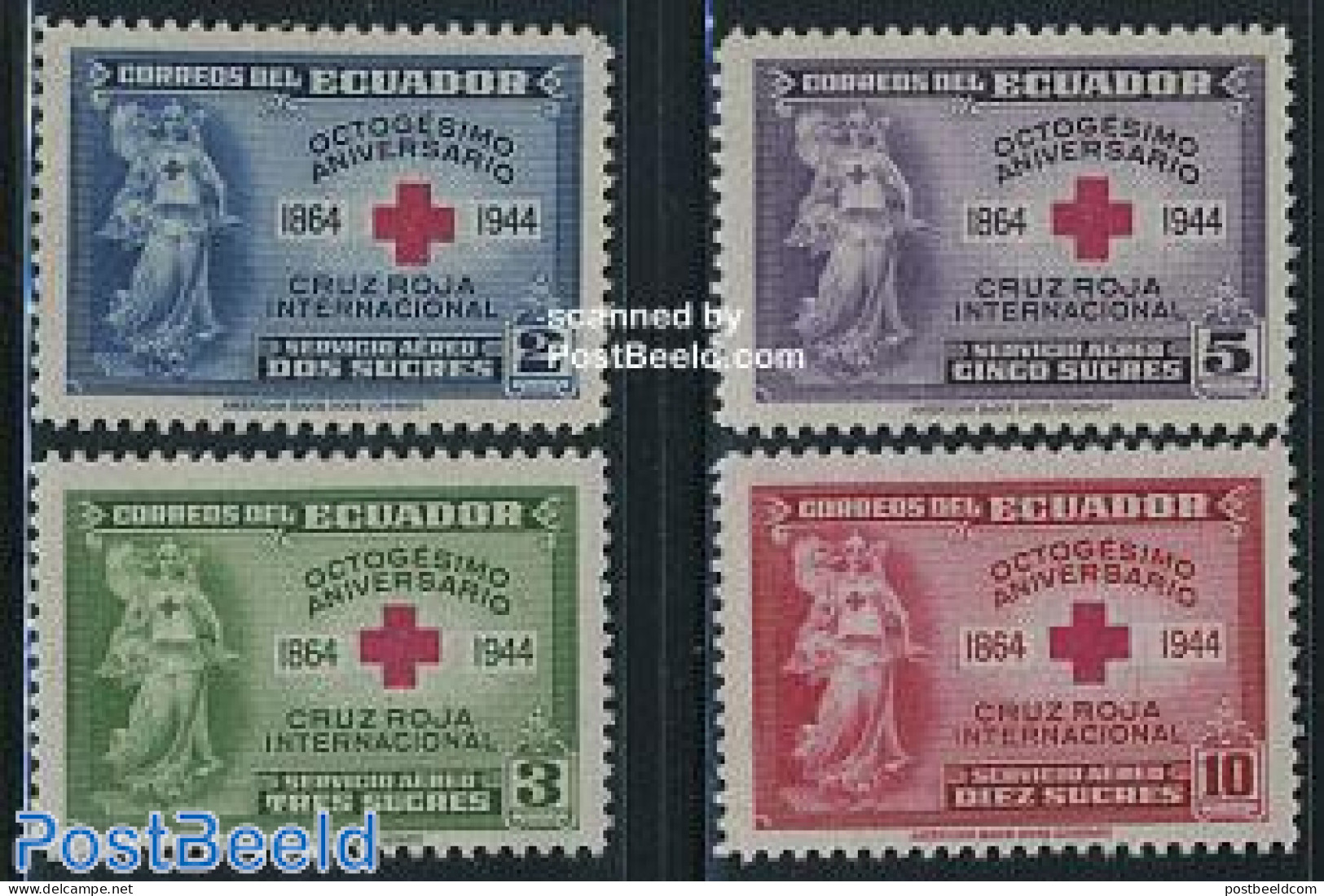 Ecuador 1945 Red Cross 4v (airmail), Mint NH, Health - Red Cross - Rode Kruis