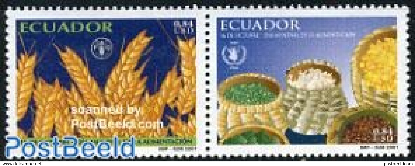 Ecuador 2001 World Food Day 2v [:], Mint NH, Health - Food & Drink - Ernährung