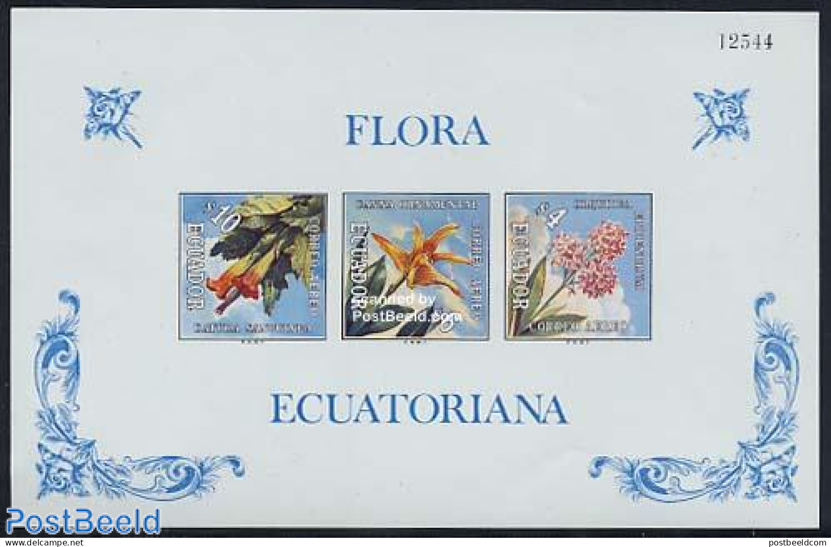 Ecuador 1972 Flowers S/s, Mint NH, Nature - Flowers & Plants - Ecuador