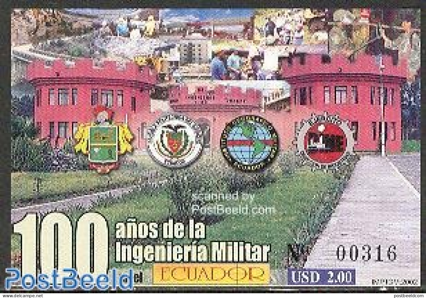 Ecuador 2002 Military Engineers S/s, Mint NH, History - Coat Of Arms - Militarism - Militares